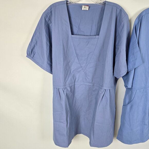 Dickies Mock Scrubs Women's Plus 2X Blue Tops Bundle Deal 1 NWT & 1 EUC Pockets - Picture 2 of 11